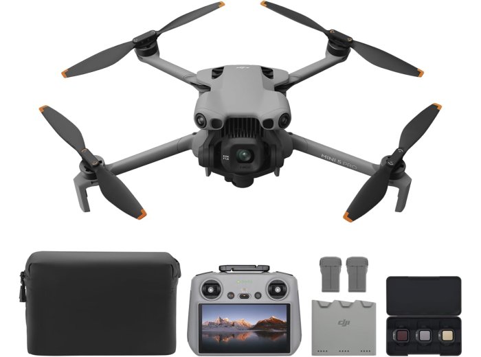 DJI Mini 5 Pro Fly More Combo Plus with DJI RC 2, Drone with Camera, 1-Inch CMOS, 4K Drone for Beginners, Obstacle Sensing, ActiveTrack 360°, 225° Gimbal Rotation, Extended Battery Life