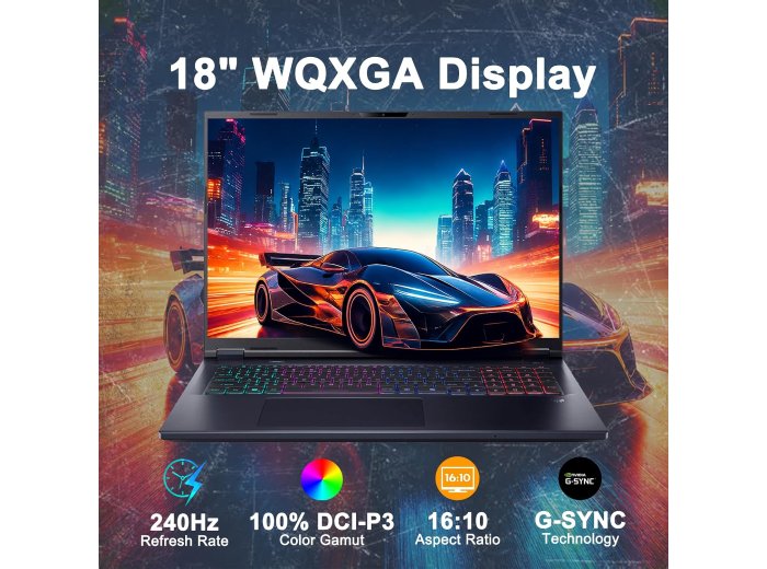 Acer Predator Helios Neo 18 AI Gaming Laptop 18" WQXGA IPS 240Hz Intel 24-core Ultra 9 275HX 64GB DDR5 4TB SSD GeForce RTX 5070 Ti (Up to 992 AI Tops) RGB Backlit Thunderbolt Win11 Pro ICP Accessory
