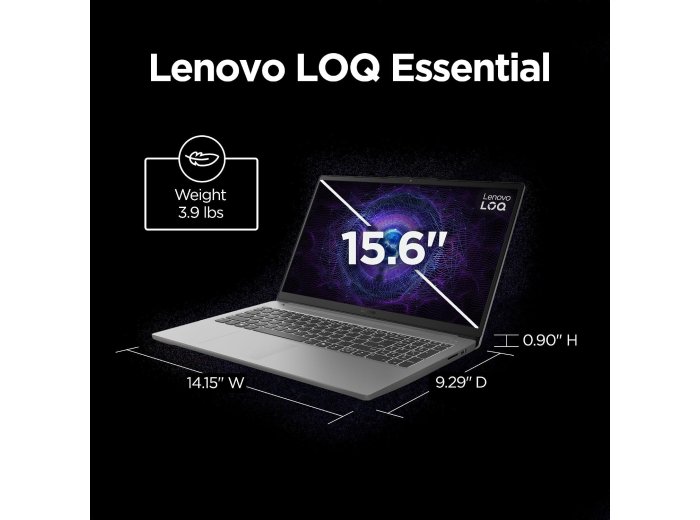Lenovo LOQ Essential – AI-Powered Student Gaming Laptop - Intel® Core™i5-12450HX - 15.6" FHD IPS Display – 144Hz Refresh Rate – NVIDIA® GeForce RTX™ 4050 – 8GB Memory – 512GB SSD Storage – Luna Grey