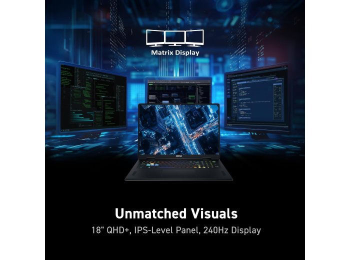 msi Vector A18 HX 18” 240Hz QHD+ Gaming Laptop: AMD Ryzen 9-9955HX, NVIDIA Geforce RTX 5080, 32GB DDR5, 1TB NVMe SSD, Type C, Wi-Fi 7, Win 11 Home: Cosmo Gray A9WIG-065US