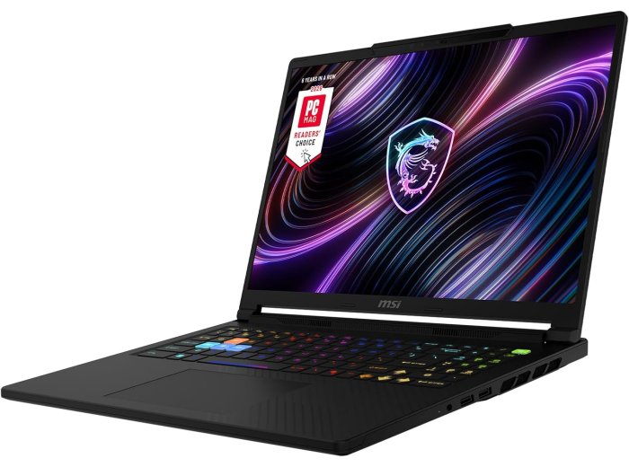 msi Raider A16 HX 16” 240Hz QHD+ Gaming Laptop: AMD Ryzen 9-8940HX, NVIDIA Geforce RTX 5080, 32GB DDR5, 2TB NVMe SSD, Type C, Wi-Fi 7, Win 11 Home: Core Black B8WI-023US
