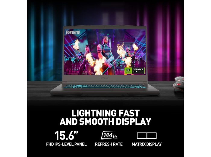 msi Thin 15 15.6” 144Hz FHD Gaming Laptop: Intel Core i7-13620H, NVIDIA Geforce RTX 4050, 16GB DDR4, 512GB NVMe SSD, WiFi 6E, Win 11: Black B13VE-2678US
