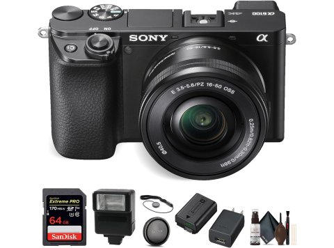 ony Alpha A6100 Mirrorless Camera with 16-50mm Lens (ILCE6100L/B) Bundle