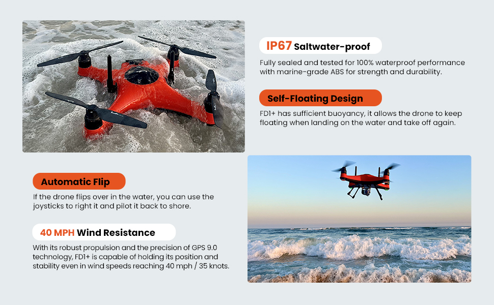 SwellPro Fisherman FD3 Fishing Drone IP67 Waterproof and 40MPH Wind Resistance