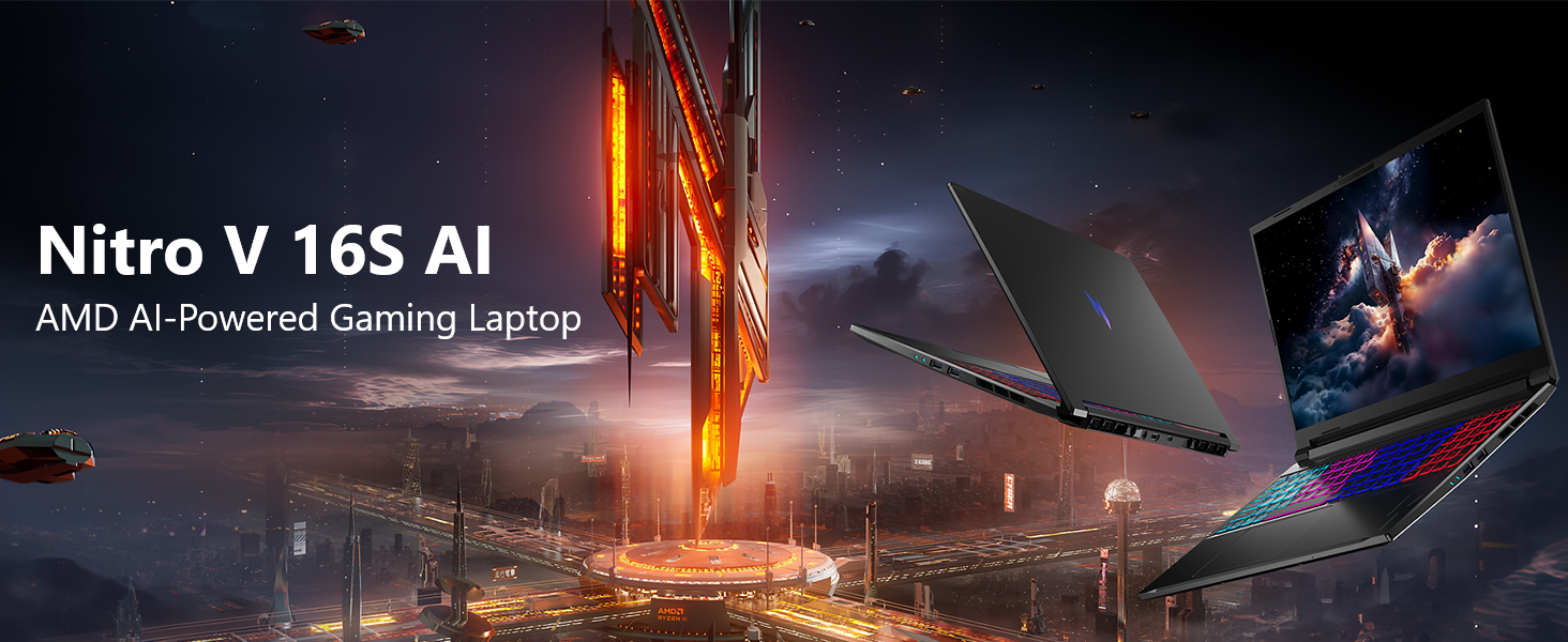 acer nitro V AMD; RTX laptop; 16” gaming laptop; AMD gaming laptops; DDR5; RTX 50; DLSS 4